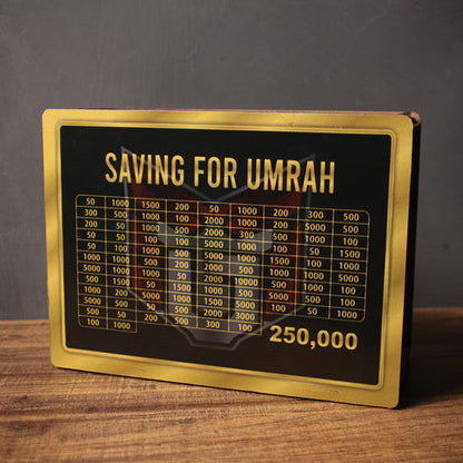 Wooden Umrah Savings Box with Target Tracker