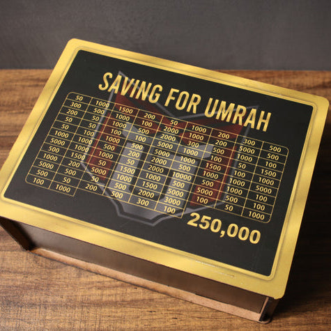 Wooden Umrah Savings Box with Target Tracker