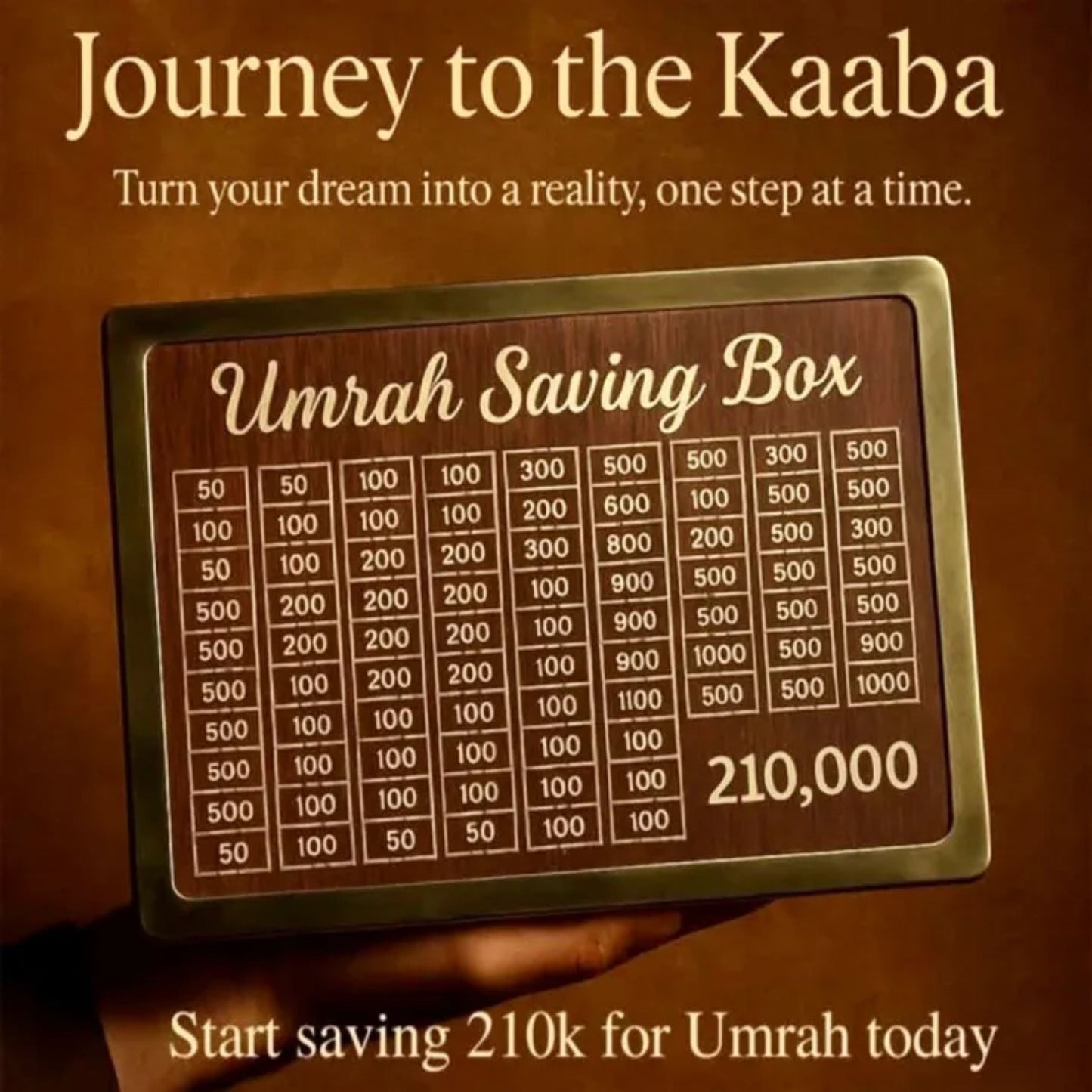 Wooden Umrah Savings Box with Target Tracker